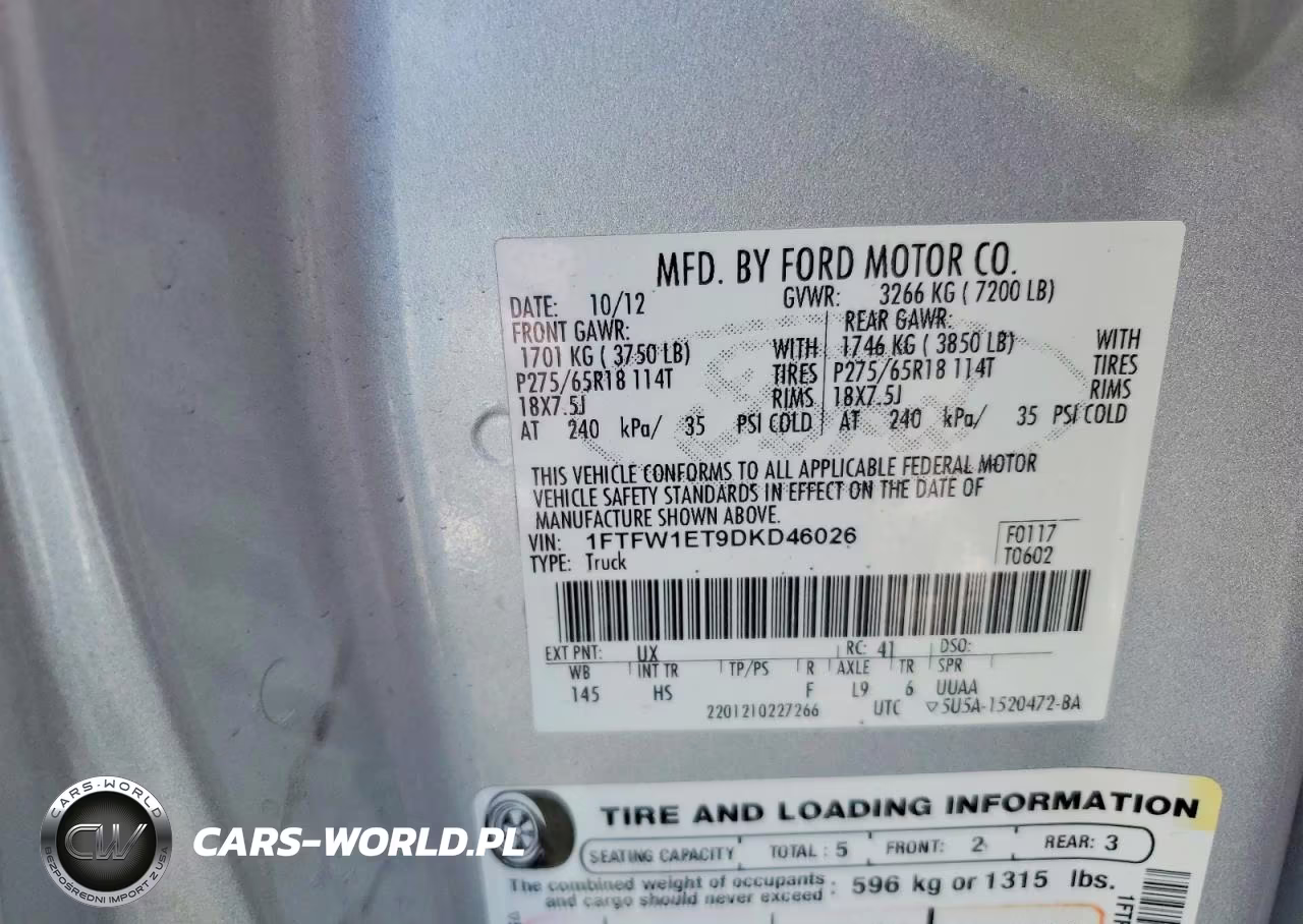 2013 Ford F150 Supercrew VIN:1FTFW1ET9DKD46026 - 12