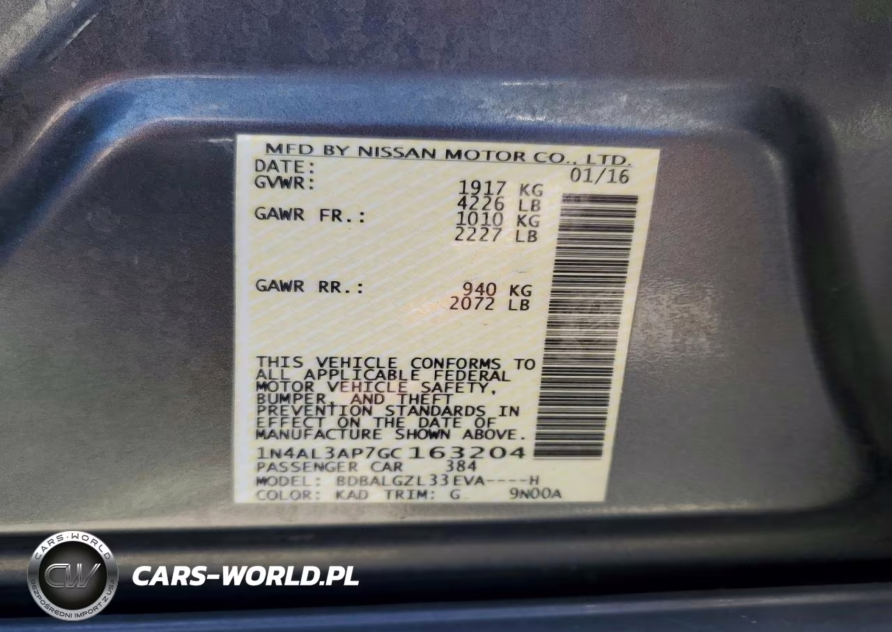 2016 Nissan Altima 2.5 S VIN:1N4AL3AP7GC163204 - 12