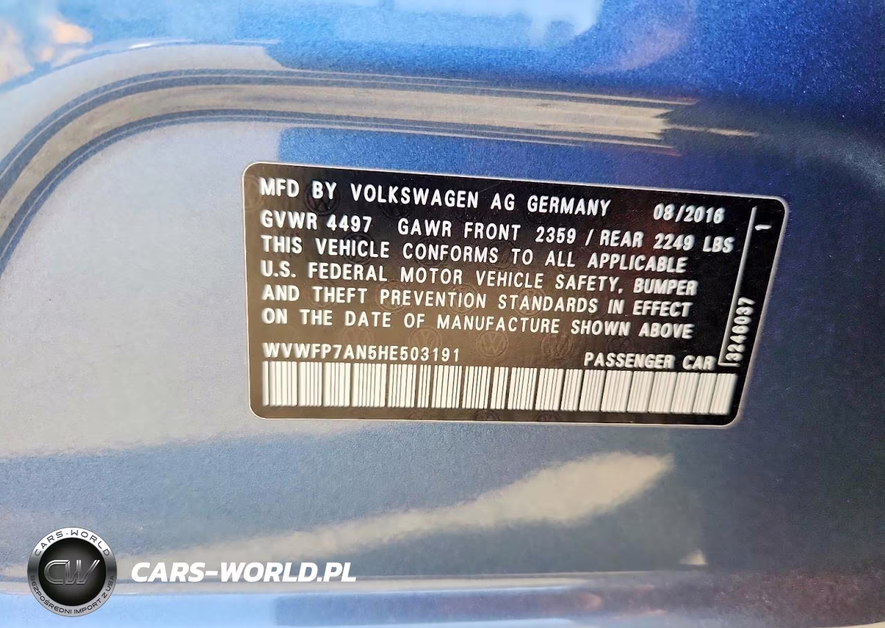 2017 Volkswagen Cc R-Line VIN:WVWFP7AN5HE503191 - 12