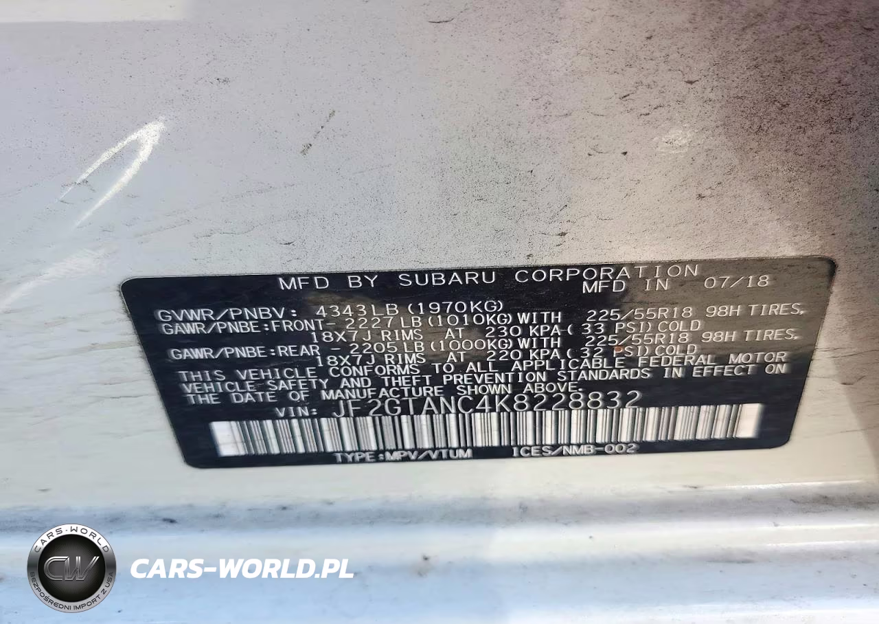 2019 Subaru Crosstrek Limited VIN:JF2GTANC4K8228832 - 12
