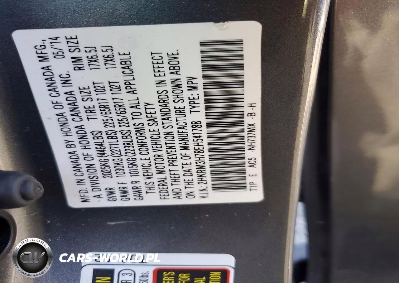 2014 Honda Cr-V Exl VIN:2HKRM3H78EH541788 - 13