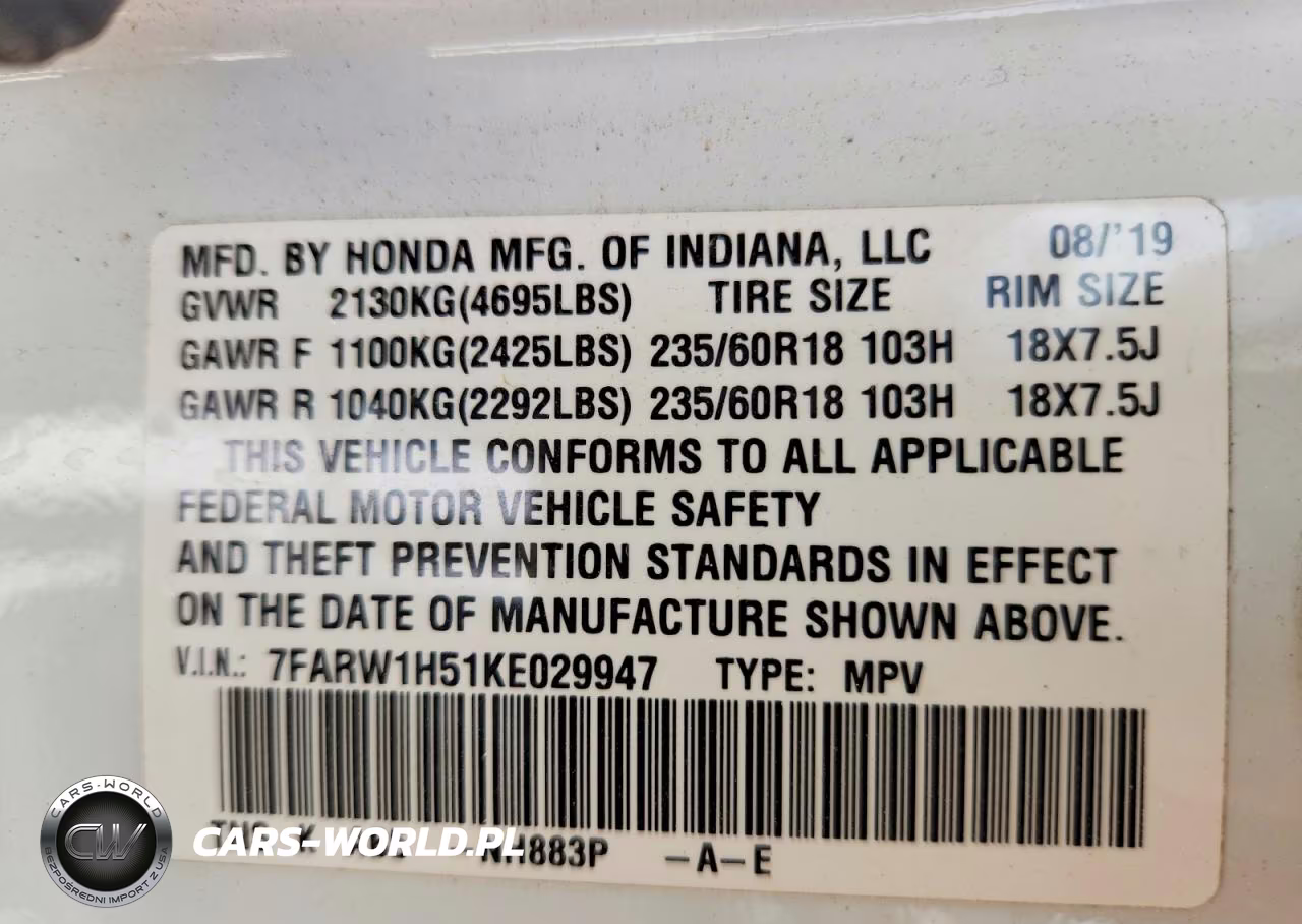 2019 Honda Cr-V Ex VIN:7FARW1H51KE029947 - 13