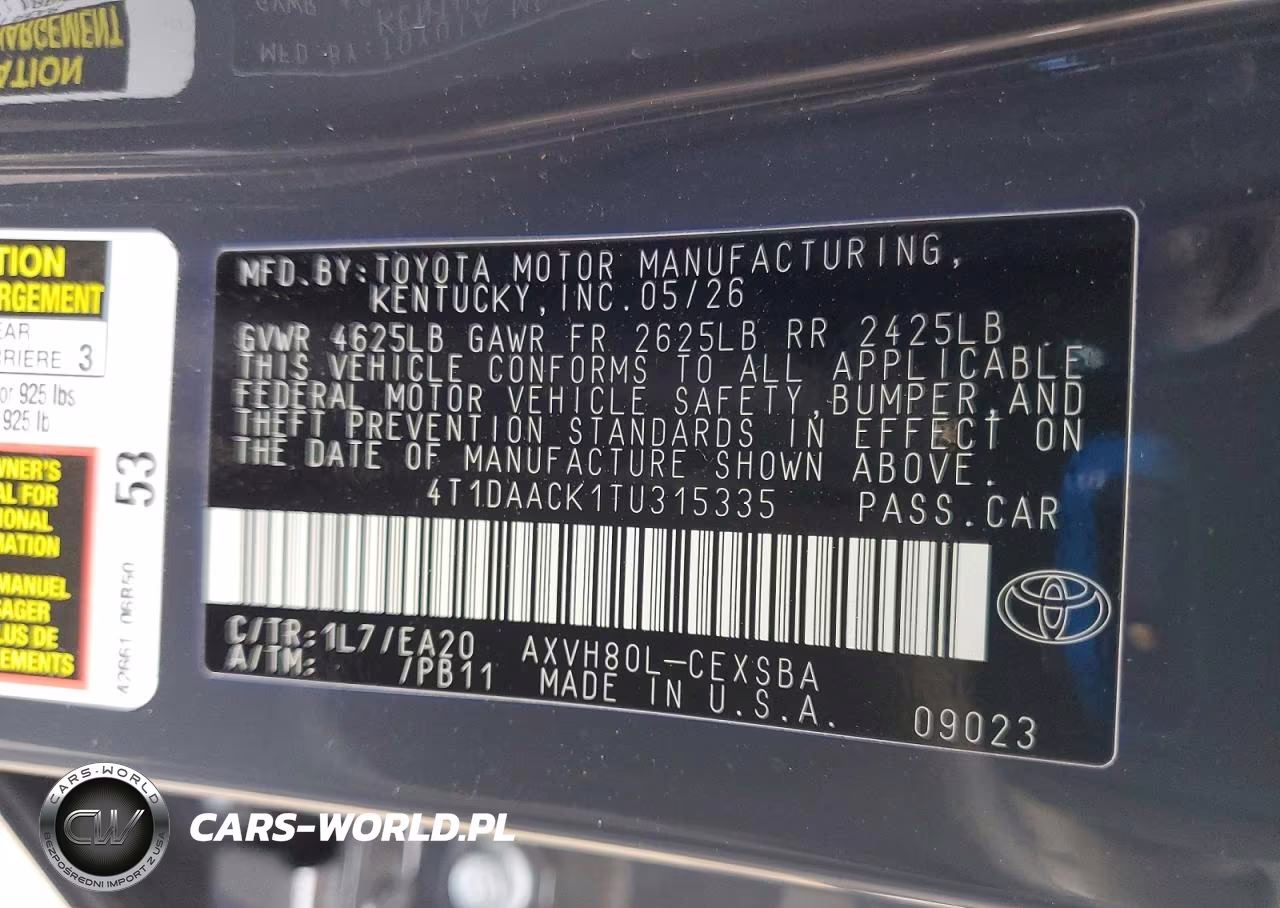 2026 Toyota Camry Se VIN:4T1DAACK1TU315335 - 12