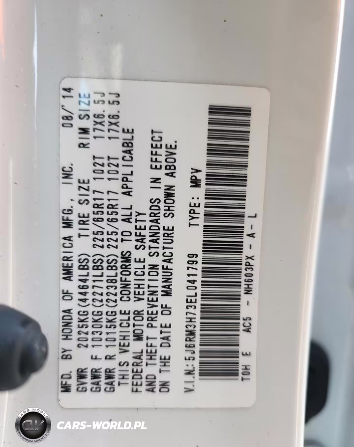 2014 Honda Cr-V Exl VIN:5J6RM3H73EL041799 - 13