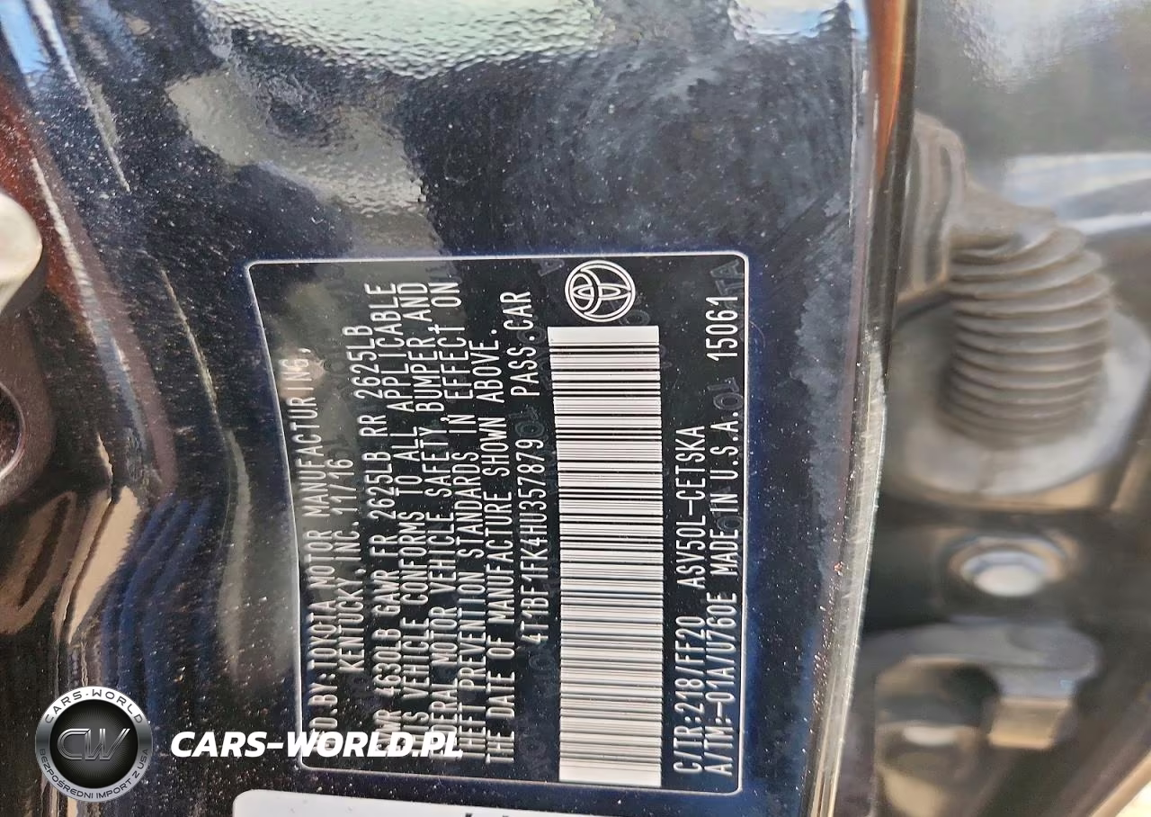 2017 Toyota Camry Se VIN:4T1BF1FK4HU357879 - 12