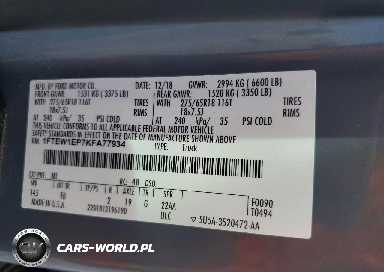 2019 Ford F150 Supercrew VIN:1FTEW1EP7KFA77934 - 12