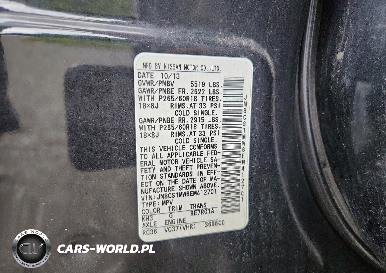 2014 Infiniti Qx70 VIN:JN8CS1MW6EM412701 - 13