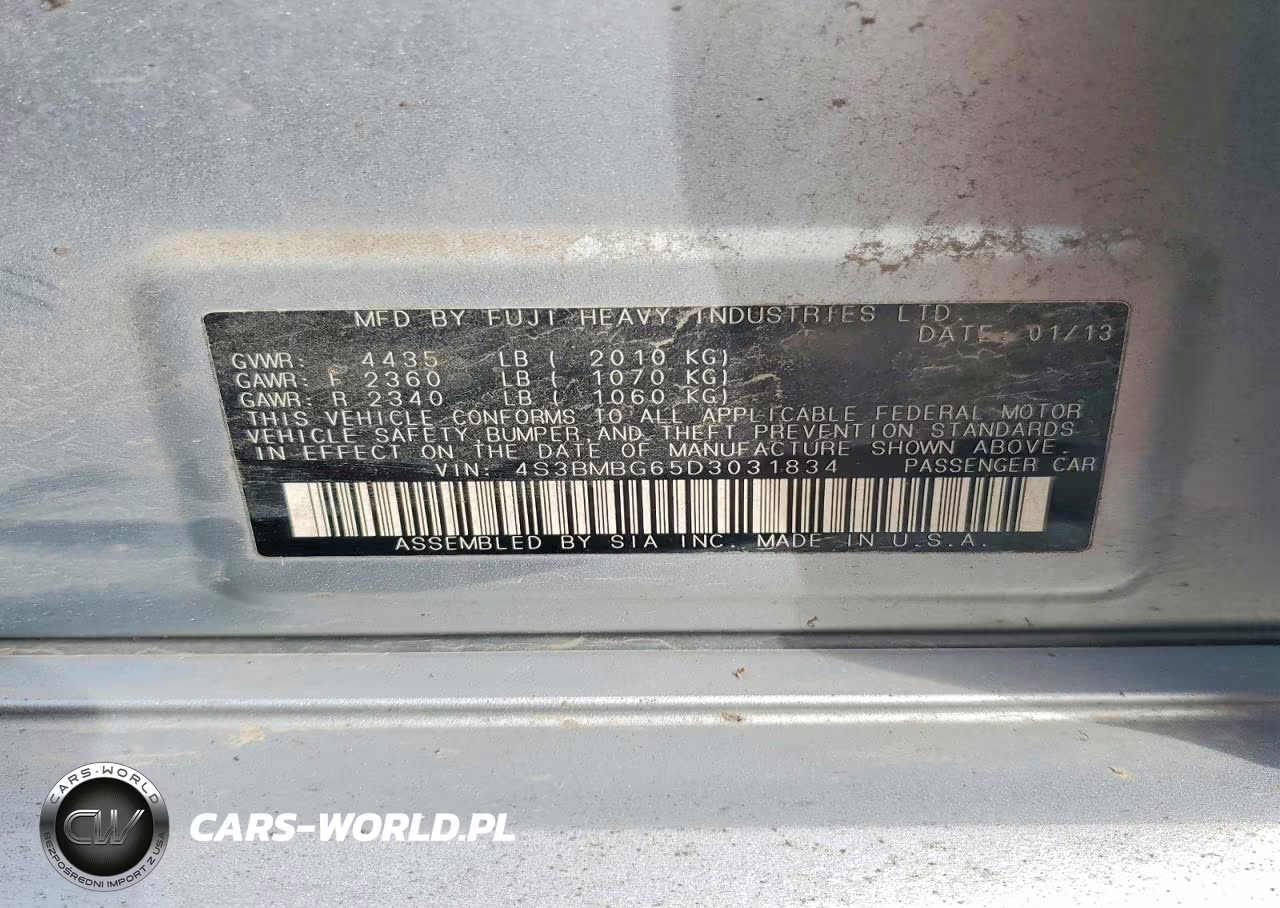 2013 Subaru Legacy 2.5I Premium VIN:4S3BMBG65D3031834 - 12
