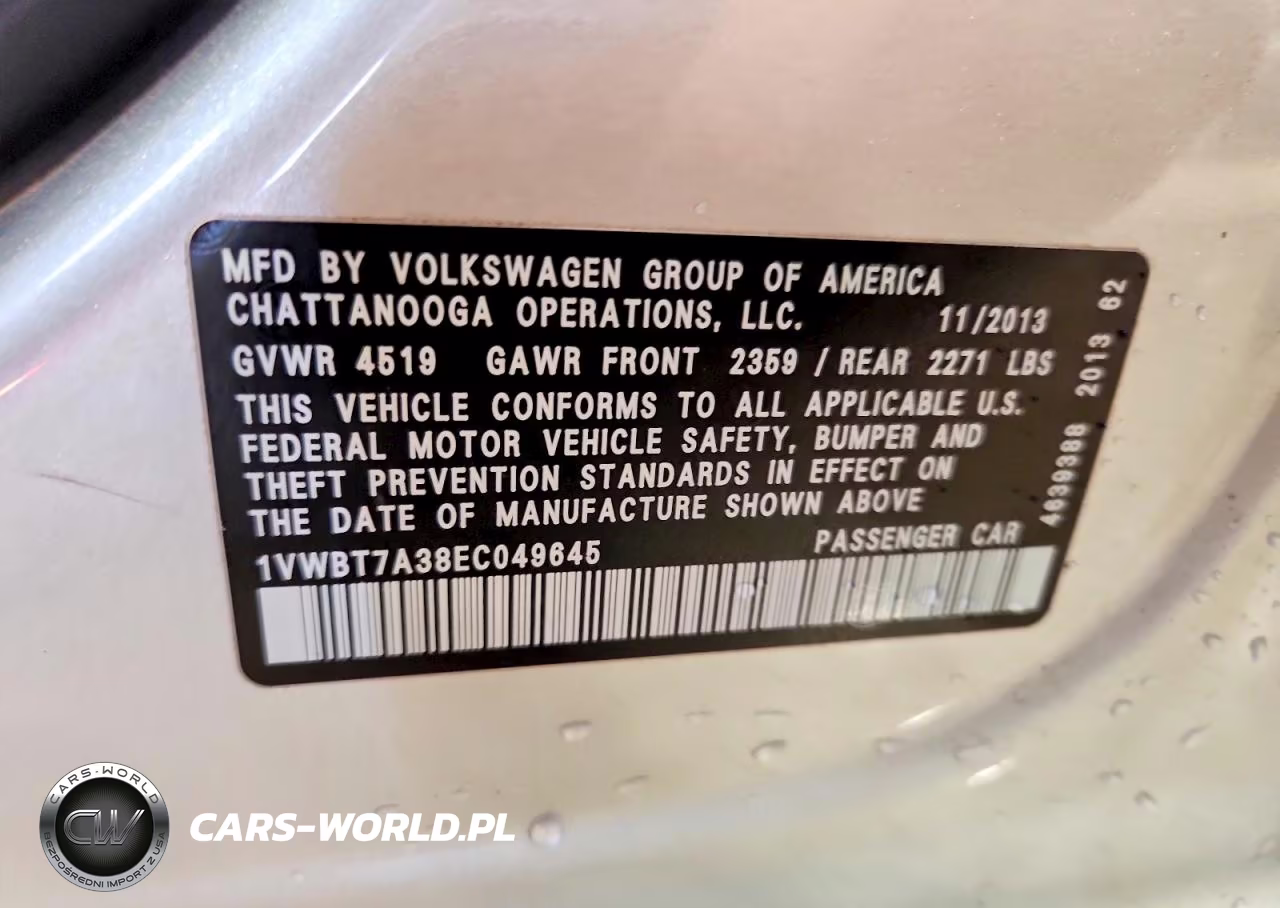 2014 Volkswagen Passat Se VIN:1VWBT7A38EC049645 - 12