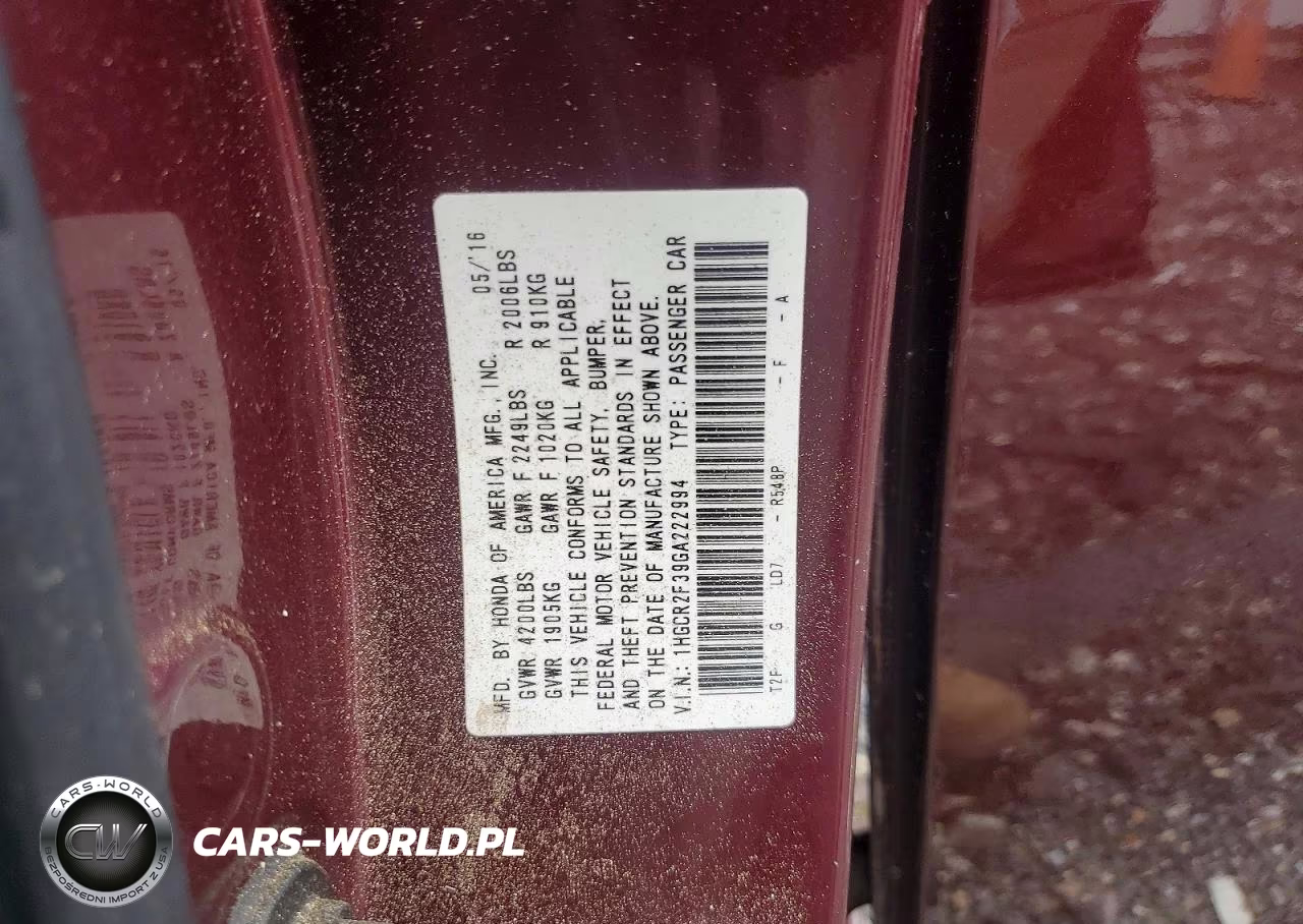 2016 Honda Accord Lx VIN:1HGCR2F39GA222994 - 13