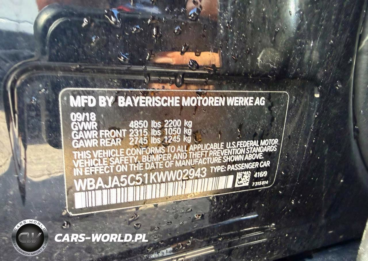 2019 BMW 530 I VIN:WBAJA5C51KWW02943 - 11