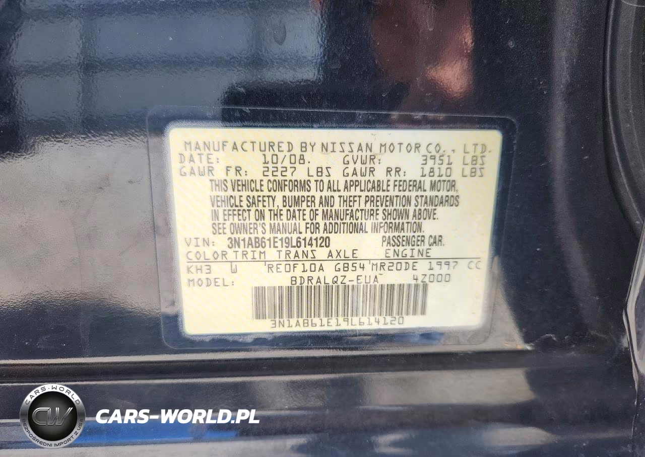 2009 Nissan Sentra 2.0 VIN:3N1AB61E19L614120 - 12