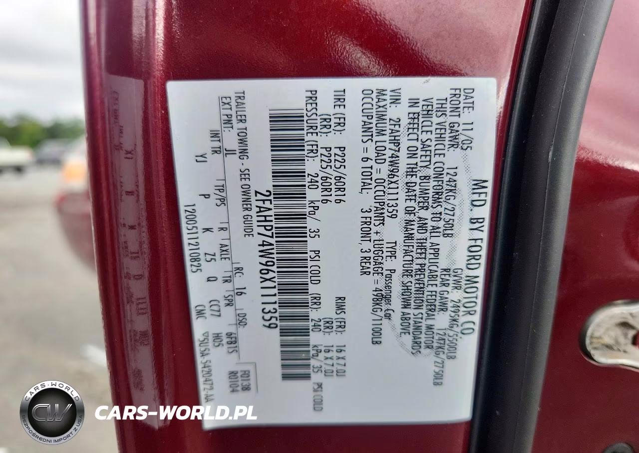 2006 Ford Crown Victoria Lx VIN:2FAHP74W96X111359 - 12