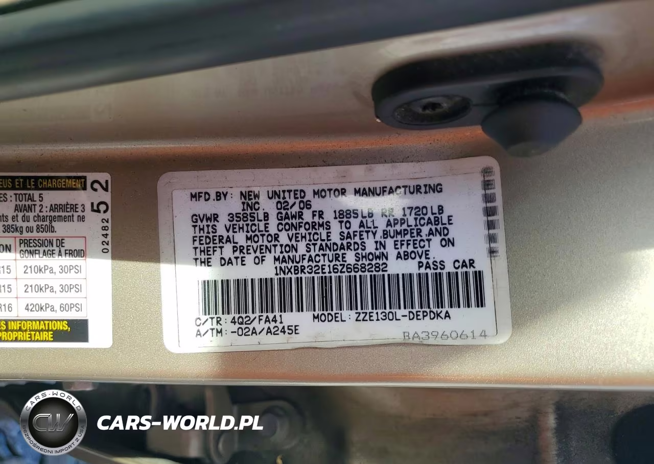 2006 Toyota Corolla Ce VIN:1NXBR32E16Z668282 - 12