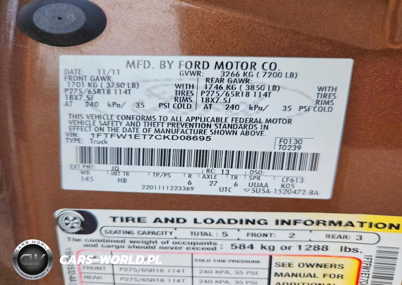 2012 Ford F150 Supercrew VIN:1FTFW1ET7CKD08695 - 12