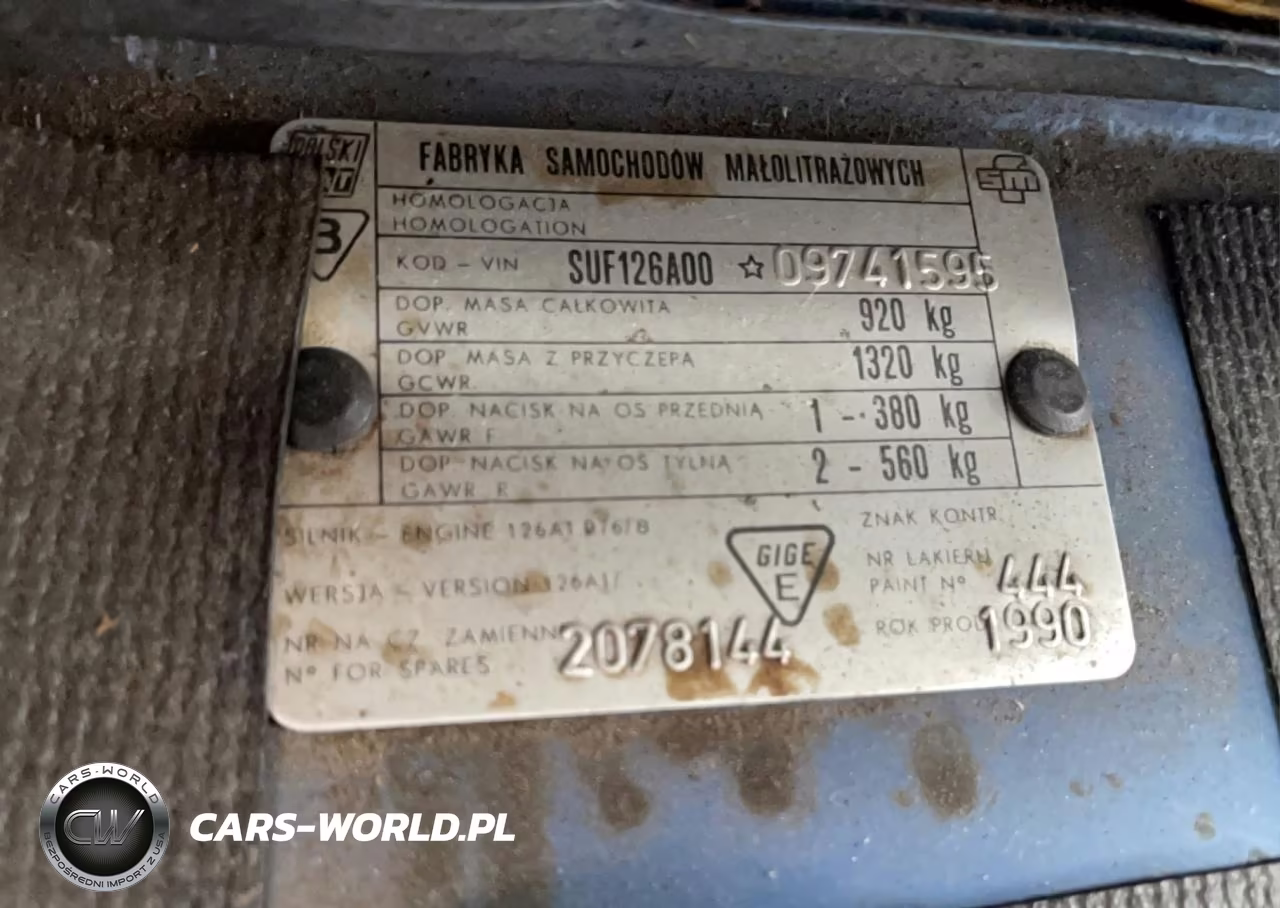 1990 Fiat 126 VIN:SUF126A0009741595 - 10