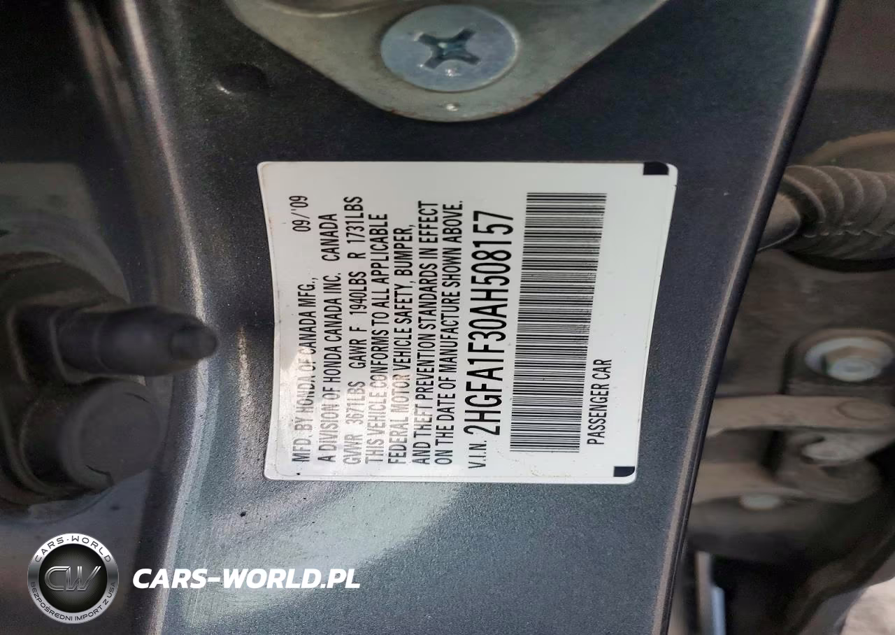 2010 Honda Civic Vp VIN:2HGFA1F30AH508157 - 12