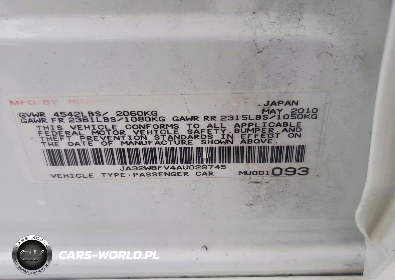 2010 Mitsubishi Lancer Evolution Gsr VIN:JA32W8FV4AU029745 - 12