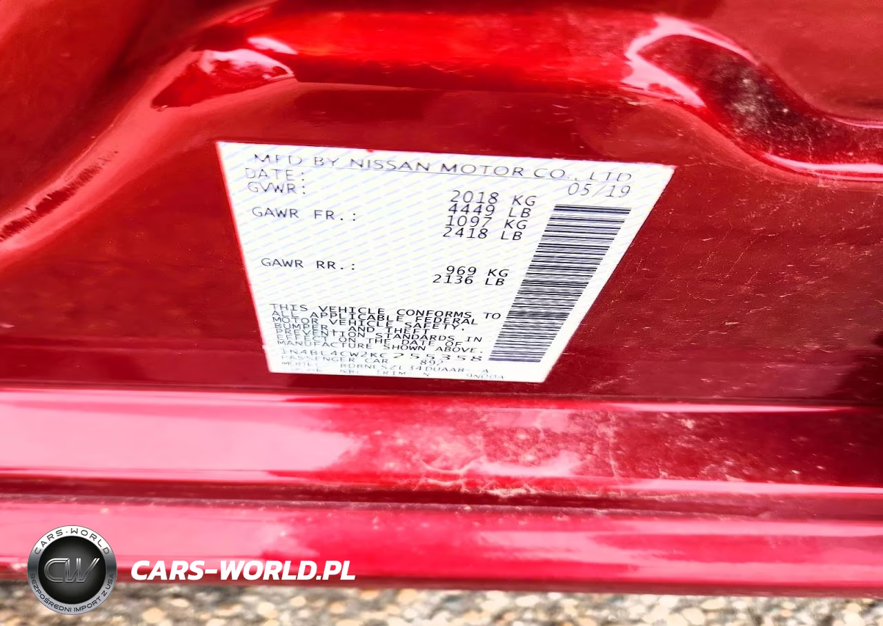 2019 Nissan Altima Sr VIN:1N4BL4CW2KC255358 - 12