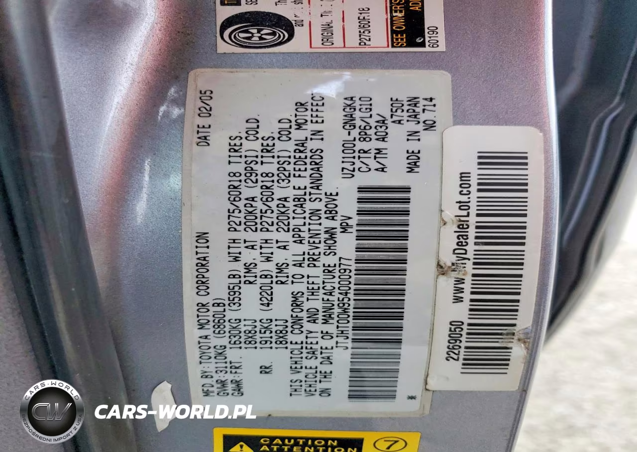 2005 Lexus Lx 470 VIN:JTJHT00W954000977 - 13
