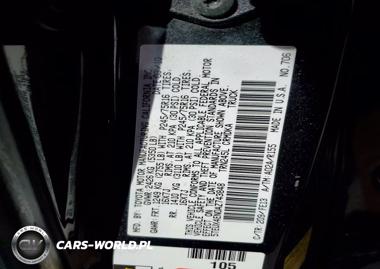 2010 Toyota Tacoma Access Cab VIN:5TEUX4EN0AZ743848 - 12