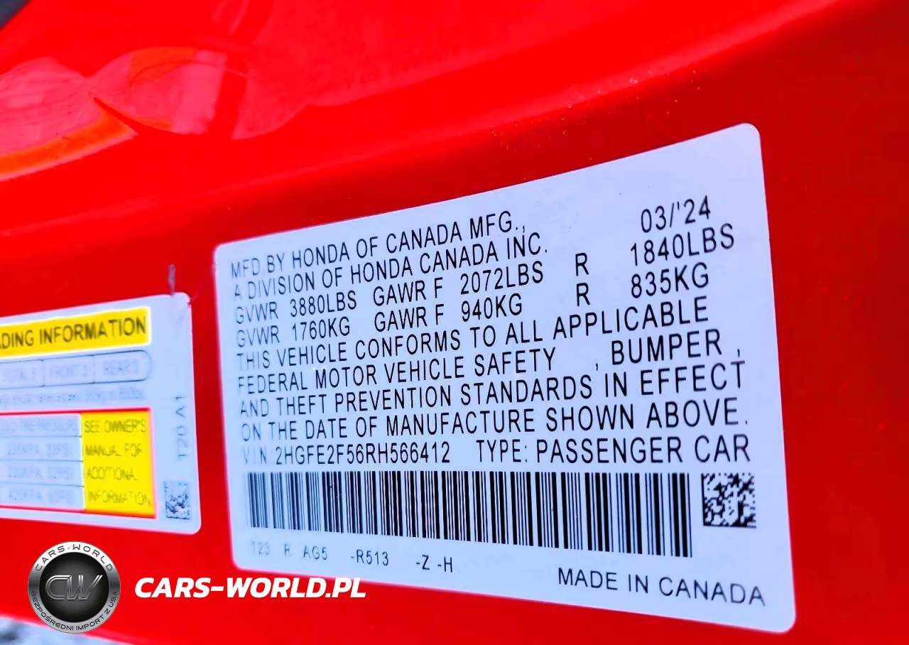 2024 Honda Civic Sport VIN:2HGFE2F56RH566412 - 12