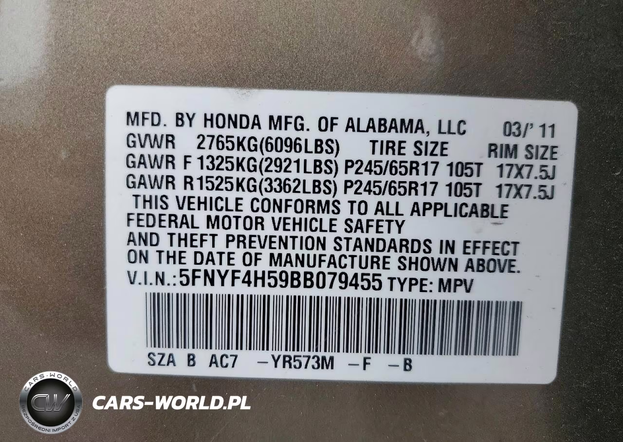 2011 Honda Pilot Exl VIN:5FNYF4H59BB079455 - 13