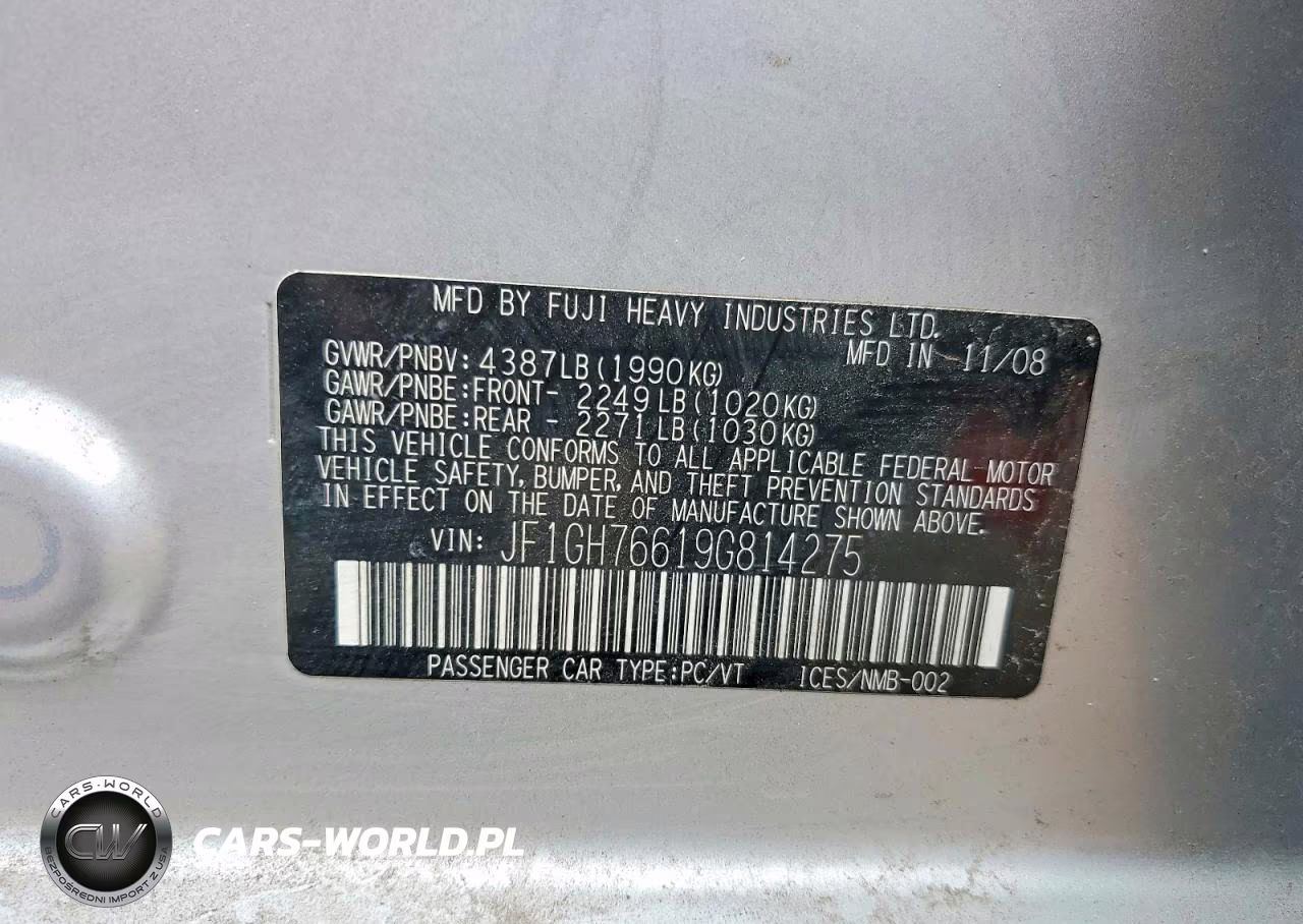 2009 Subaru Impreza Wrx VIN:JF1GH76619G814275 - 12