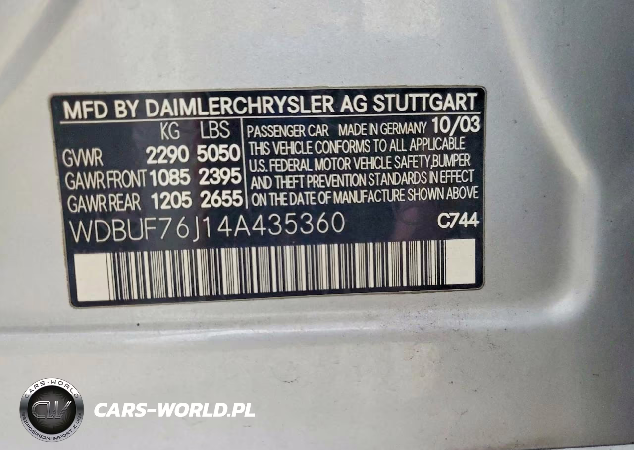 2004 Mercedes-Benz E 55 Amg VIN:WDBUF76J14A435360 - 12