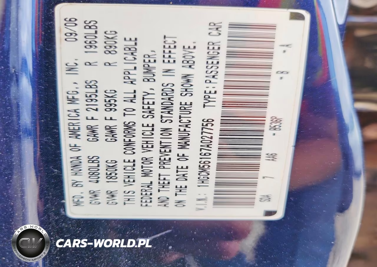 2007 Honda Accord Value VIN:1HGCM56167A027756 - 13