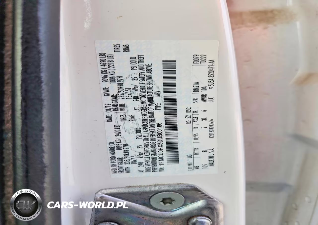 2013 Ford Escape Sel VIN:1FMCU0HX5DUB00186 - 12