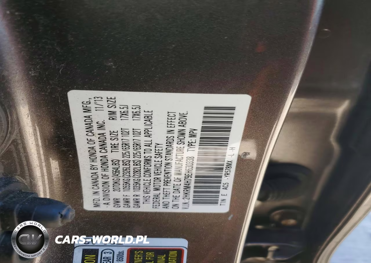 2014 Honda Cr-V Exl VIN:2HKRM4H79EH630338 - 13