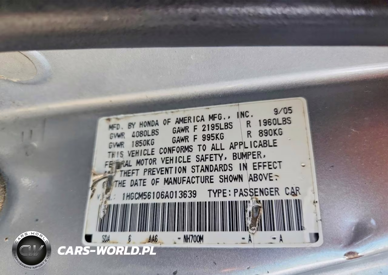 2006 Honda Accord Value VIN:1HGCM56106A013639 - 12