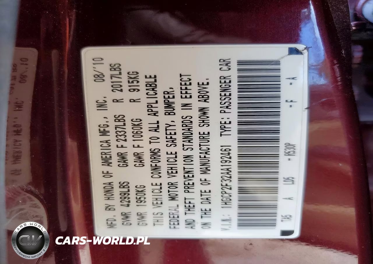 2010 Honda Accord Lx VIN:1HGCP2F32AA192461 - 12