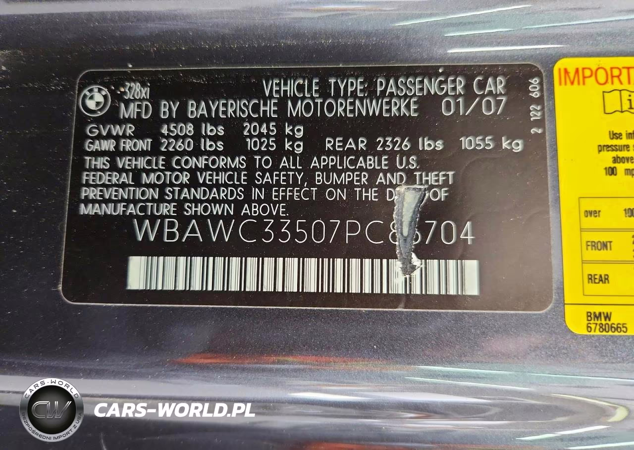 2007 BMW 328 Xi VIN:WBAWC33507PC86704 - 13