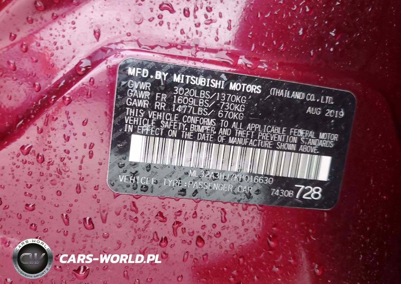 2019 Mitsubishi Mirage Es VIN:ML32A3HJ7KH016630 - 12