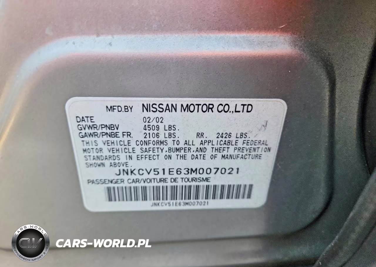 2003 Infiniti G35 Base VIN:JNKCV51E63M007021 - 12