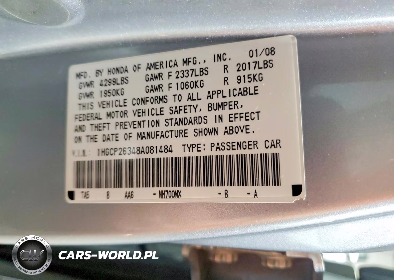 2008 Honda Accord Lx VIN:1HGCP26348A081484 - 12