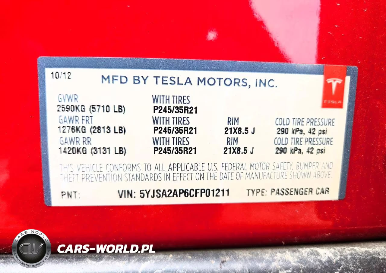2012 Tesla Model S VIN:5YJSA2AP6CFP01211 - 13
