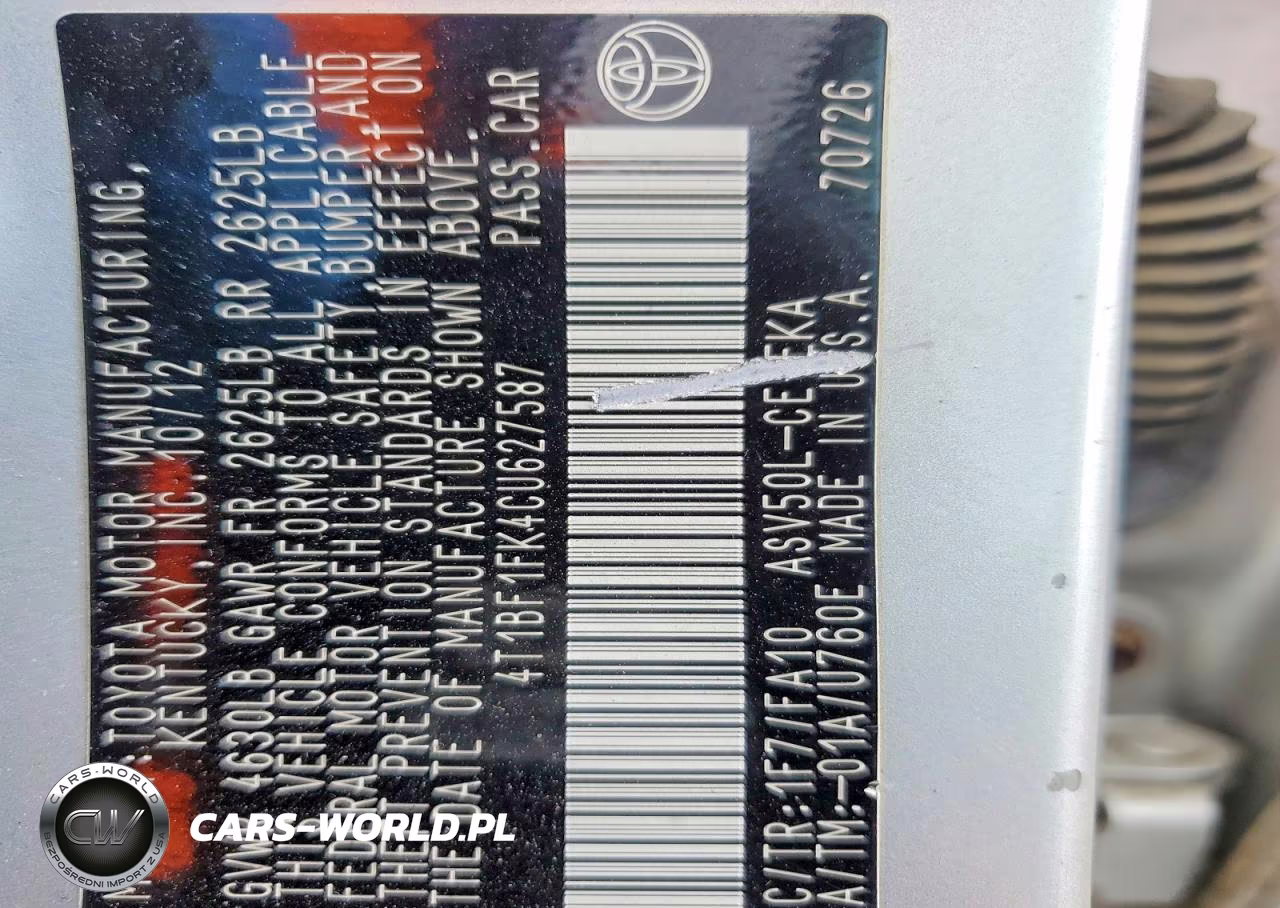 2012 Toyota Camry L VIN:4T1BF1FK4CU627587 - 12