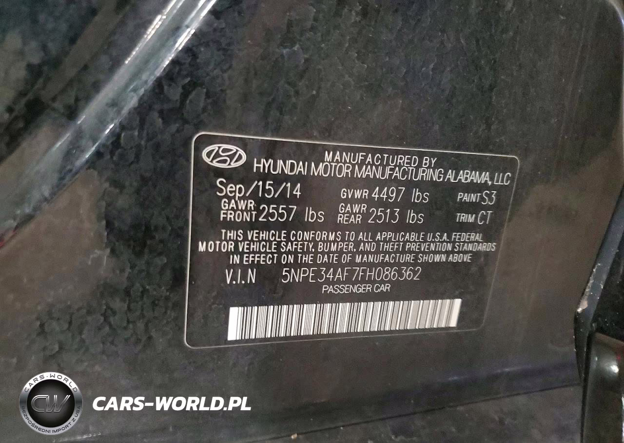 2015 Hyundai Sonata Limited VIN:5NPE34AF7FH086362 - 12