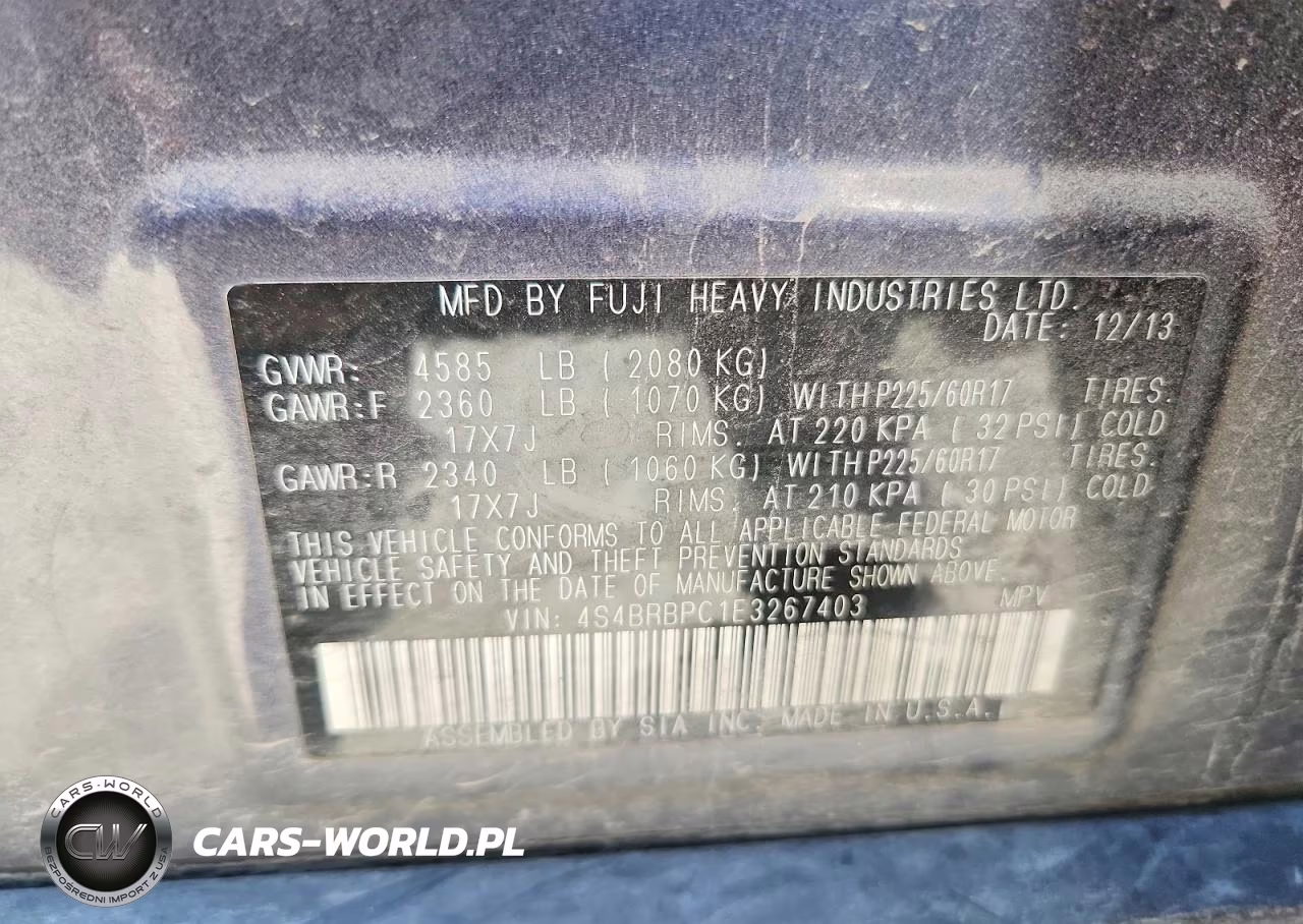 2014 Subaru Outback 2.5I Limited VIN:4S4BRBPC1E3267403 - 13