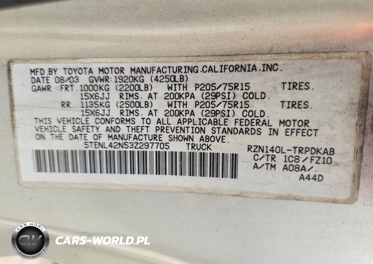2003 Toyota Tacoma Base VIN:5TENL42N53Z297705 - 12