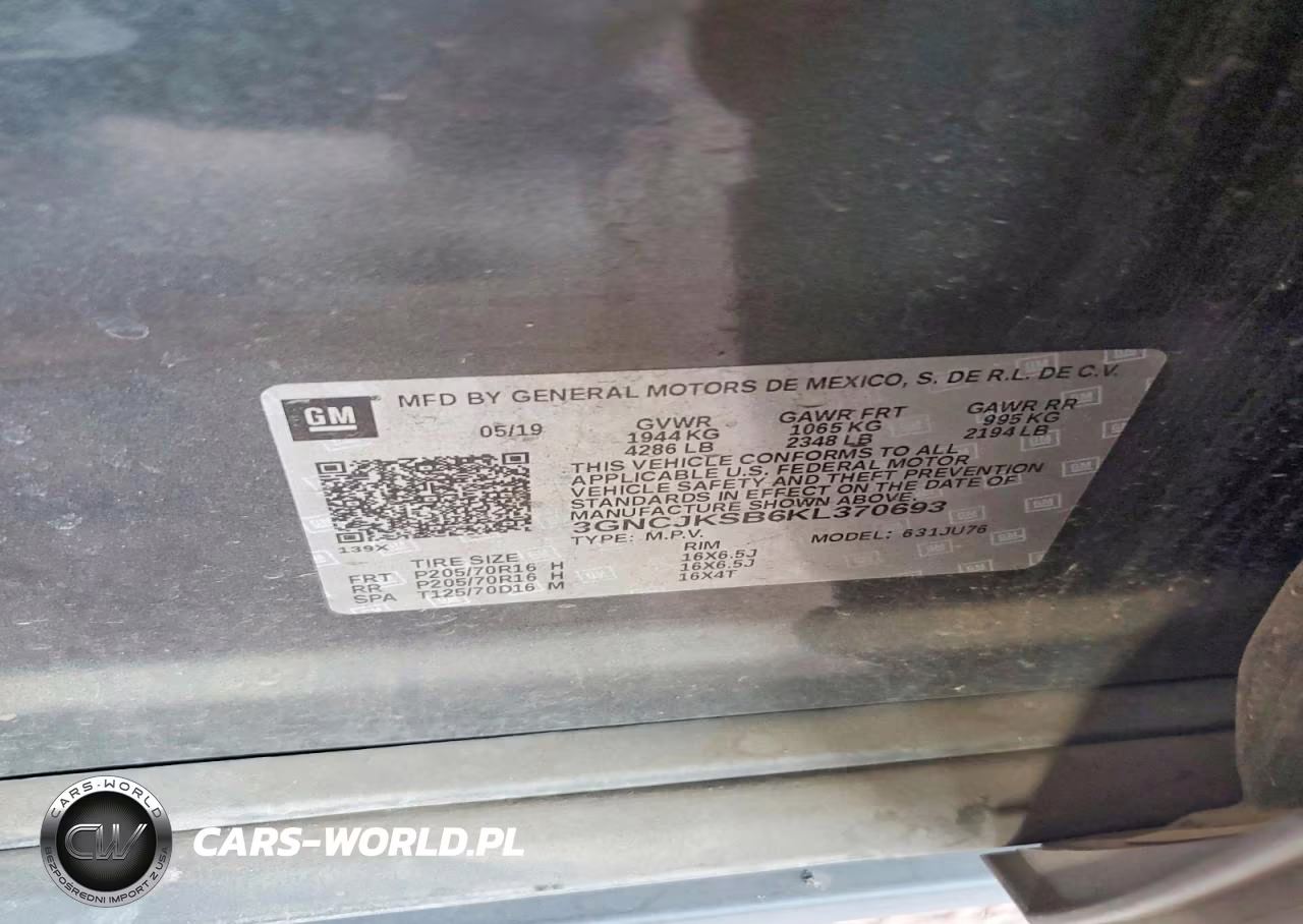 2019 Chevrolet Trax Ls VIN:3GNCJKSB6KL370693 - 12