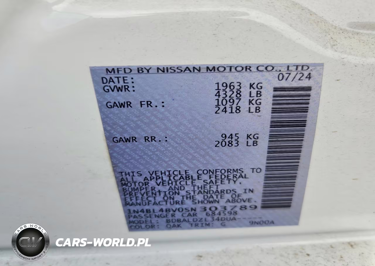 2025 Nissan Altima S VIN:1N4BL4BV0SN303789 - 12