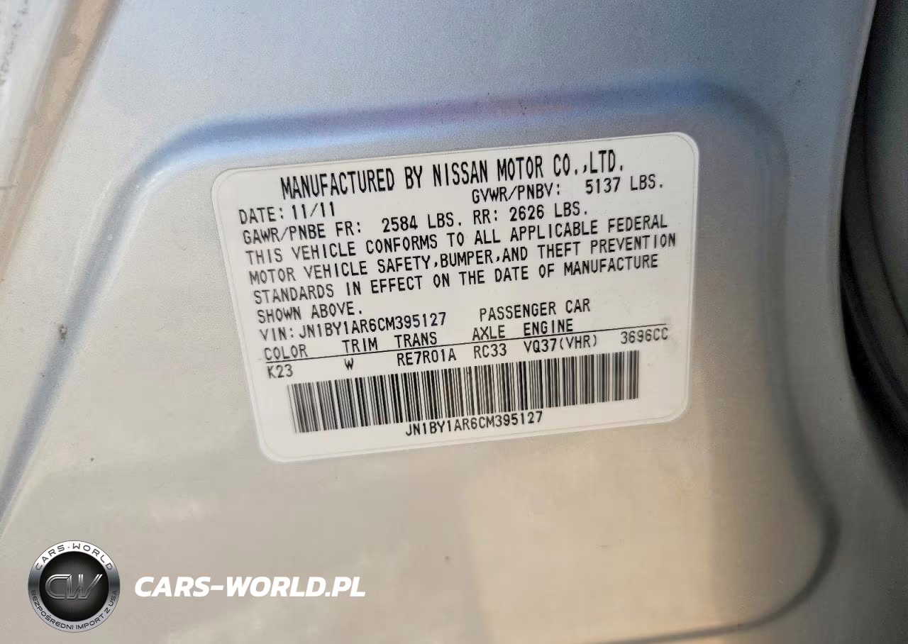 2012 Infiniti M37 X VIN:JN1BY1AR6CM395127 - 12