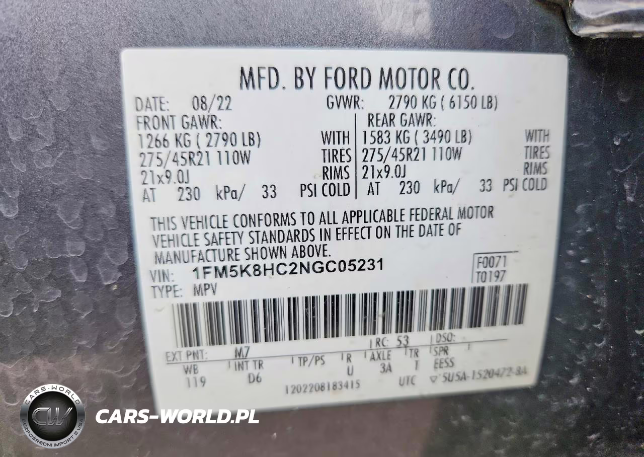 2022 Ford Explorer Platinum VIN:1FM5K8HC2NGC05231 - 12