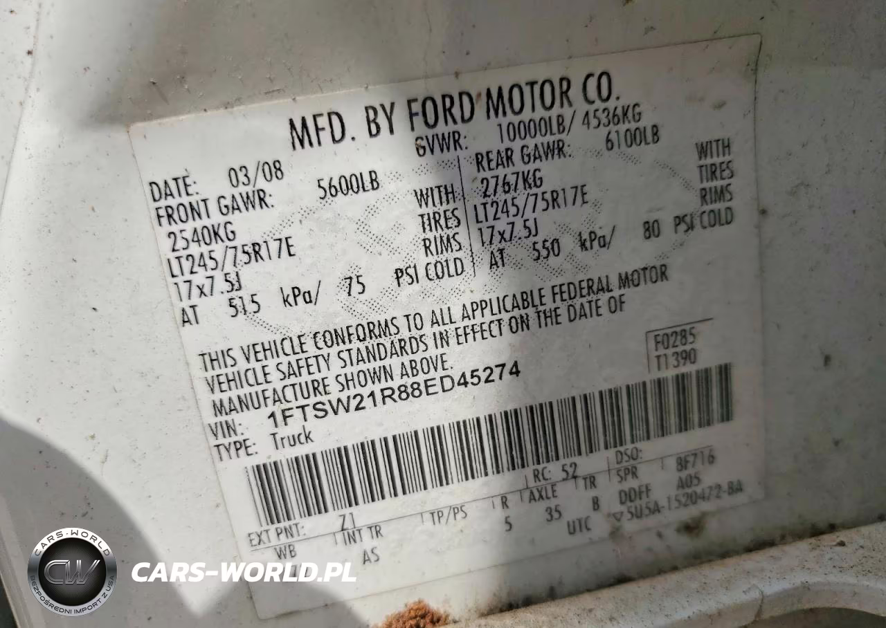 2008 Ford F250 Super Duty VIN:1FTSW21R88ED45274 - 12
