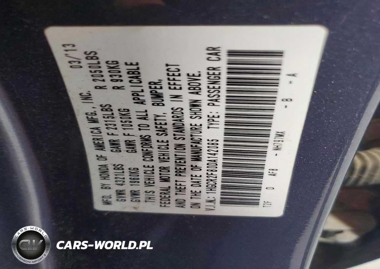 2013 Honda Accord Exl VIN:1HGCR2F80DA142085 - 12