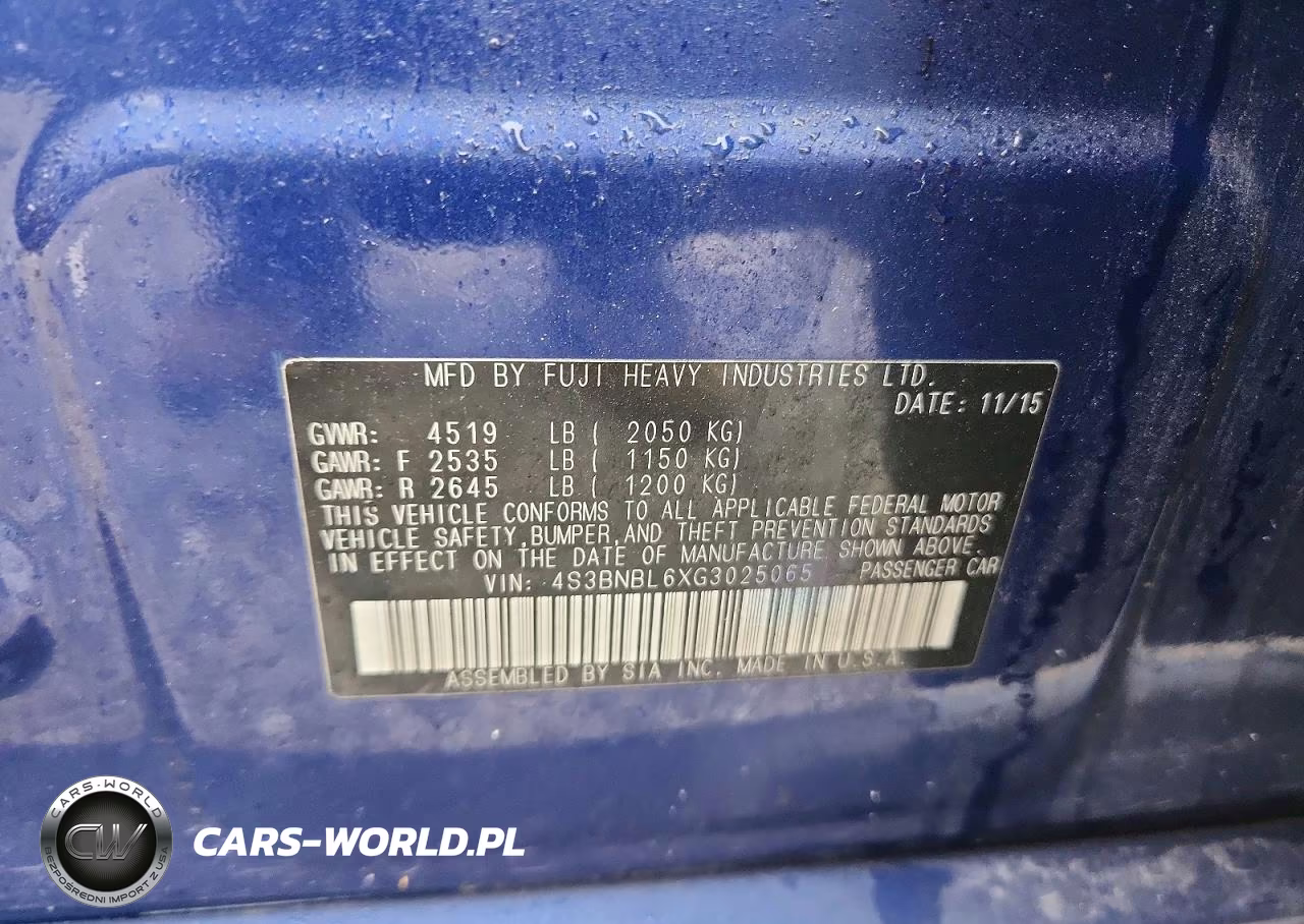 2016 Subaru Legacy 2.5I Limited VIN:4S3BNBL6XG3025065 - 12